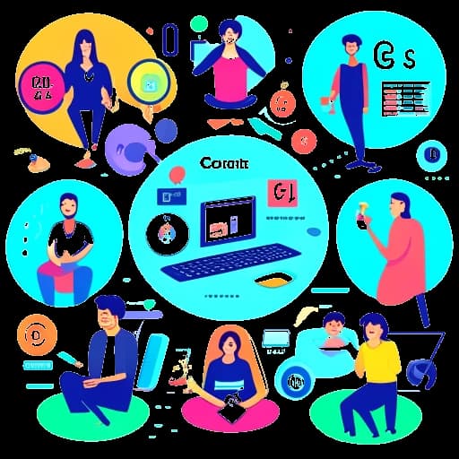 Uma ilustração detalhada mostrando fontes de receita como conteúdo do YouTube, trabalhos como modelo e parcerias com outros criadores, representando as conquistas financeiras de Gab Smolders.