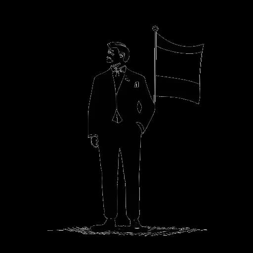 Strichzeichnung eines Mannes, der vor einer bayerischen Flagge steht und Oğuz Yılmaz repräsentiert.