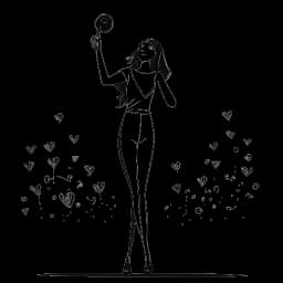 Sketch of a young woman, representing Alessia Cara, receiving a Grammy Award, with musical notes and hearts in the background, depicting her major achievements.