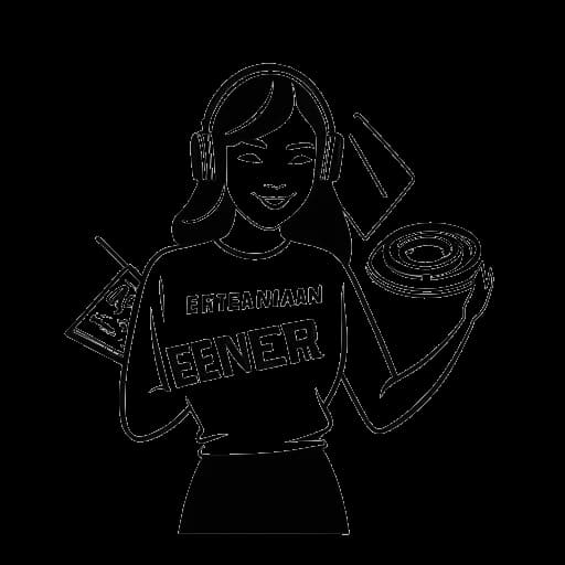 Dibujo de arte lineal de una mujer que representa a Alessia Cara, sosteniendo un contrato discográfico con los logotipos de 'EP Entertainment' y 'Def Jam' flotando sobre ella.
