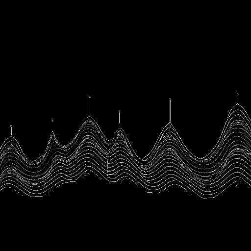 Dibujo de arte lineal de una onda de sonido transformándose de dentada a suave, representando la evolución del sonido de Bad Omens