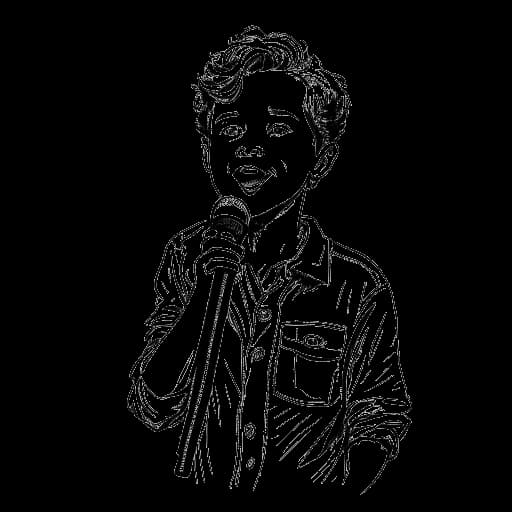 Line art drawing of Jonah Beres in his first LA stage performance as Johnny Keating