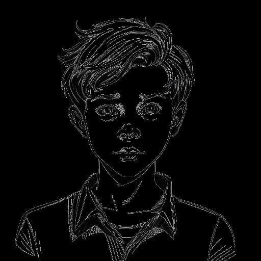 Line art drawing of Jonah Beres' middle school experiences influencing his role in PEN15
