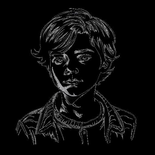 Line art drawing of Jonah Beres playing Brandt in PEN15