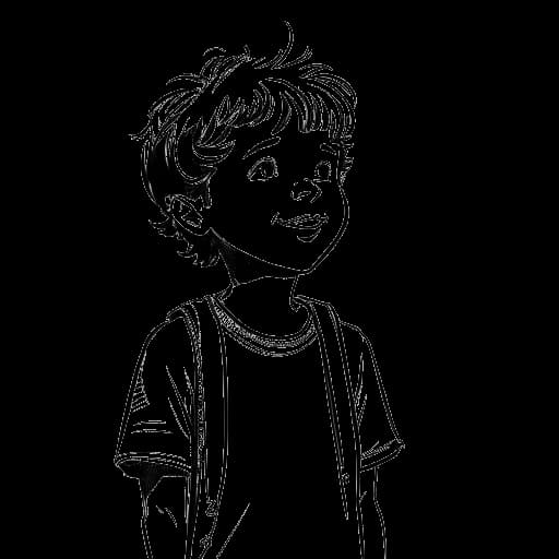 Line art drawing of Jonah Beres making his TV debut in Small Shots