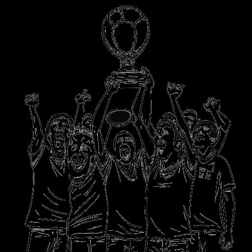 Disegno in stile line art di un portiere che celebra la vittoria, rappresentante Ante Čović.