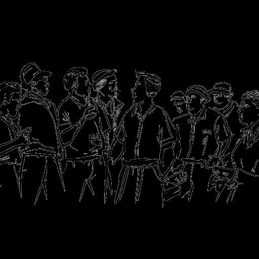 Disegno in stile line art di un allenatore che guida una sessione di allenamento, rappresentante Ante Čović.