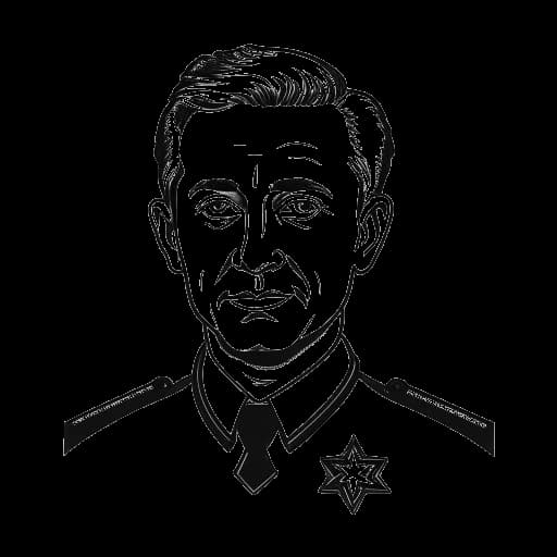 Line art drawing of a man wearing a medal with the insignia of the Order of the Star of Italian Solidarity, representing Ante Čović