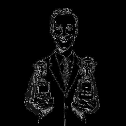 Dessin en ligne de Tee Grizzley tenant des récompenses, ayant été nominé pour deux BET Hip Hop Awards et un MTV Video Music Award