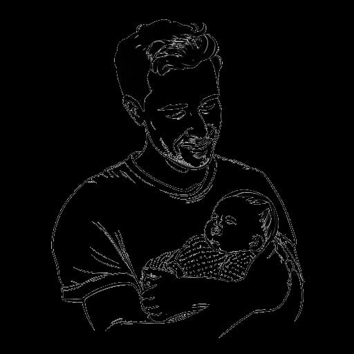 Dessin en ligne de Tee Grizzley tenant son nouveau-né Terry Wallace III