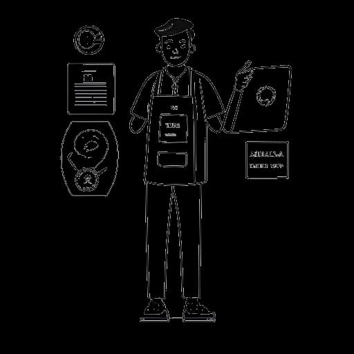 Desenho de arte em linha de uma pessoa segurando um prontuário médico exibindo vários problemas de saúde.