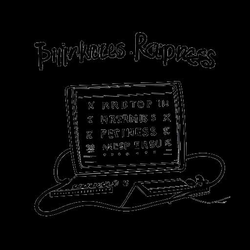 Dibujo lineal de un reproductor de música reproduciendo la canción 'Finders, Keepers' de Miriam Bryant. La pantalla muestra el título de la canción, rodeado de notas musicales y una atmósfera fascinante. La imagen está en blanco y negro sobre un fondo blanco.