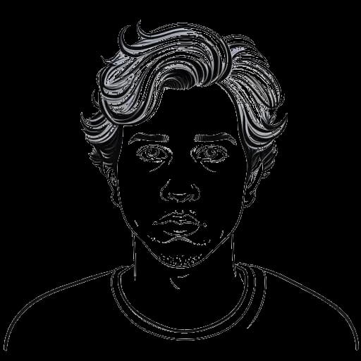 Dibujo de arte lineal de un joven, representando a David Dobrik, mirando preocupado.