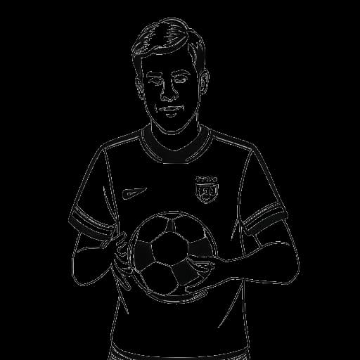 Dibujo de arte lineal de un hombre, representando a Zedd, sosteniendo un controlador de videojuegos con un jersey del 1. FC Kaiserslautern visible en el fondo.