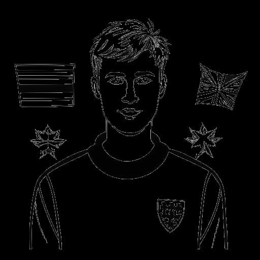 Dibujo de arte lineal de un hombre, representando a Zedd, rodeado de banderas de Alemania, Rusia, Inglaterra y Francia.