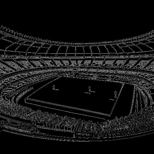 Strichzeichnung eines Fußballstadions, das die Fußball-Weltmeisterschaft 2014 repräsentiert, mit dem Lied 'Auf uns' von Andreas Bourani im Hintergrund