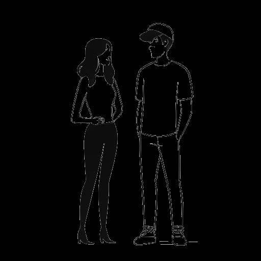 Disegno in arte lineare di una donna, raffigurante Lil Tay, che sta accanto a un uomo, raffigurante suo fratello Rycie, con un logo di YouTube.