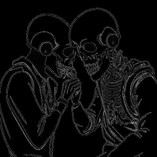 Strichzeichnung von zwei Männern, die Sido und Bushido darstellen, die gemeinsam Musik machen