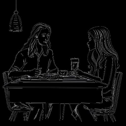 Line art drawing of Tom Kaulitz and Heidi Klum on a date.