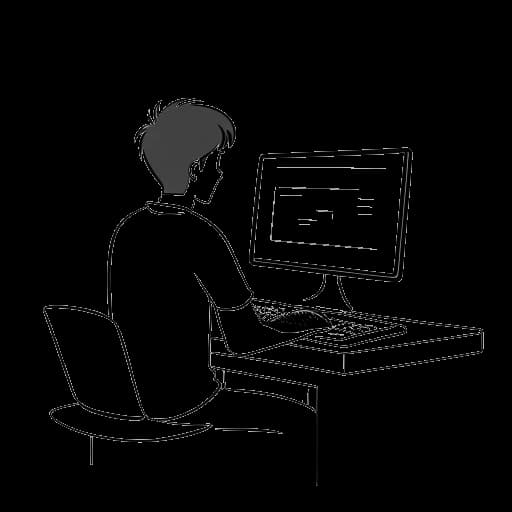 Lijntekening van een persoon, die Chris Chan voorstelt, die naar een geschorst Patreon-account kijkt.