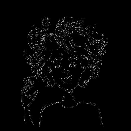 Lijntekening van een persoon, die Chris Chan voorstelt, met rommelig haar en die een aantrekkingsbord vasthoudt.