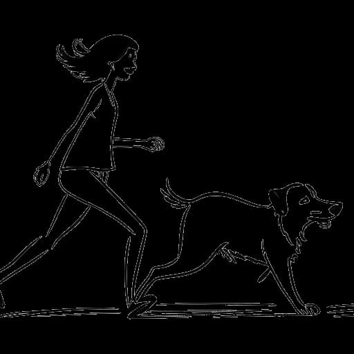 Line art drawing of Angela Merkel showing her fear of dogs.