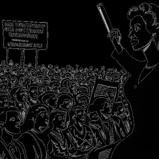 Line art drawing of Angela Merkel after winning the first gesamtdeutsche Bundestagswahl in 1990.