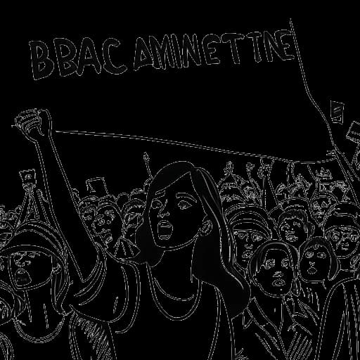 Line art drawing of Angela Merkel joining the Democratic Awakening party in 1989.