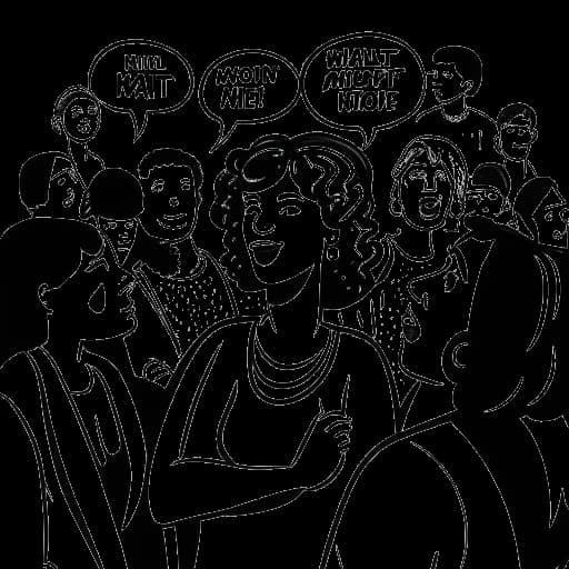 Line art drawing of Angela Merkel depicting her nickname 'Mutti' among Germans.