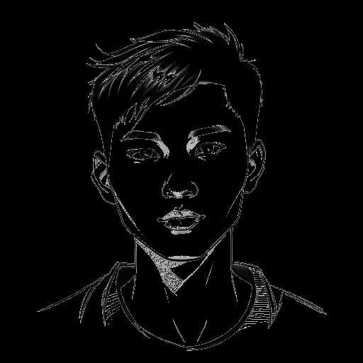 Line art drawing of a man representing William Gao, showcasing his multicultural heritage