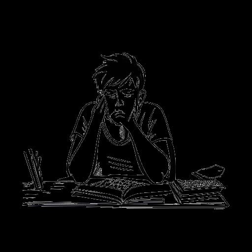 Line art drawing of a teenager, representing Jack Doherty, struggling with ADHD