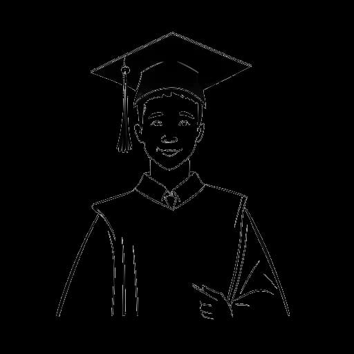 Line art drawing of a teenager, representing Jack Doherty, graduating from high school