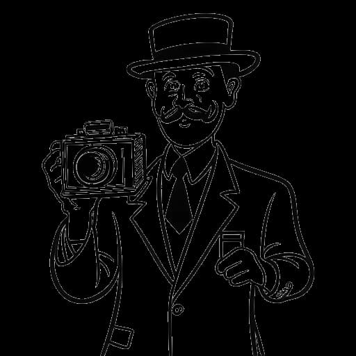 Strichzeichnung eines Mannes, der eine Kamera hält und Kolja Barghoorn darstellt, mit einem Monopoly-Spielbrett im Hintergrund.