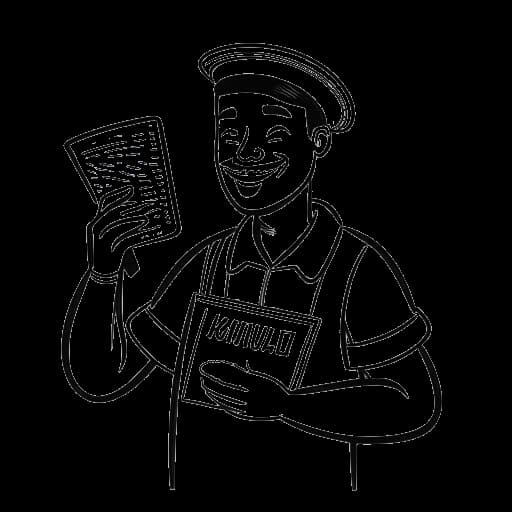 Strichzeichnung eines Mannes, der ein Mikrofon und ein Kochbuch hält und Kolja Barghoorn darstellt, mit den Logos 'Strandwelle' und 'Kulinaru' im Hintergrund.