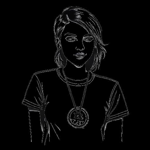 Desenho de arte em linha de uma jovem mulher, representando Hayley Williams, segurando um 'Trailblazer Award', em frente ao logo da Billboard