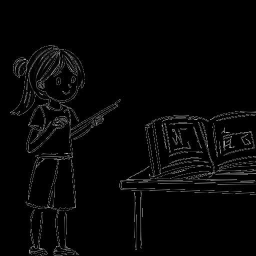 Dibujo en arte lineal de Mckenna Grace actuando en un comercial