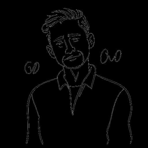 Line art drawing of Dhar Mann inspiring and empowering individuals with his life lessons to achieve success and overcome adversity.