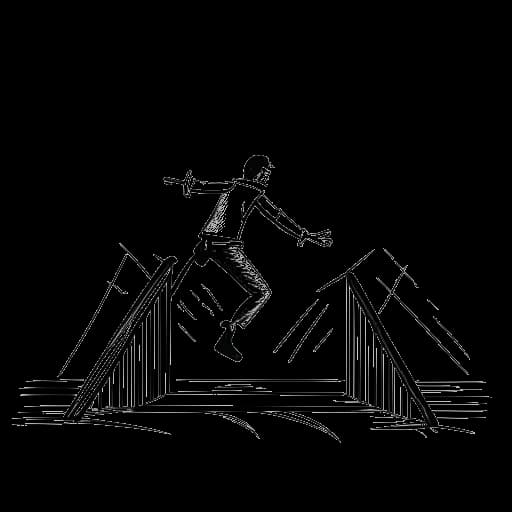 Line art drawing of Dhar Mann breaking through personal struggles and legal issues to achieve success.