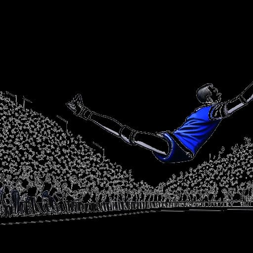 Dessin en noir et blanc d'un gardien représentant Manuel Neuer, portant un maillot de Schalke 04, plongeant pour sauver un ballon en plein vol, avec une foule de fans en liesse en arrière-plan.