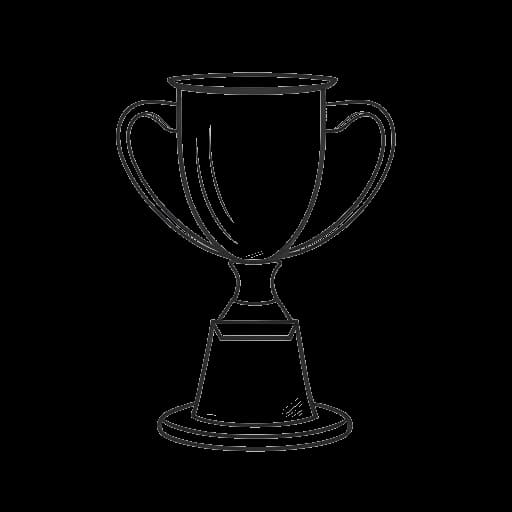 Strichzeichnung eines Pokals und eines Wiedergabe-Buttons, die Rezos Playaward-Gewinn repräsentieren