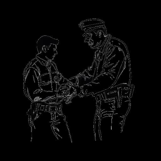 Dibujo de un hombre representando a Tyga, siendo esposado por la policía