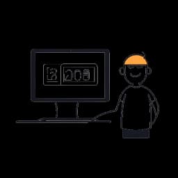 Strichzeichnung eines Mannes, der Julienco (Julian Claßen) darstellt, vor einem Computerbildschirm, der steigende Abonnentenzahl und eine Anerkennungsurkunde für '1 Million Abonnenten' zeigt, auf einem weißen Hintergrund.