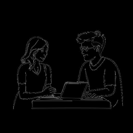 Strichzeichnung eines Mannes und einer Frau, die Julienco und Bianca repräsentieren und an einem YouTube-Video zusammenarbeiten