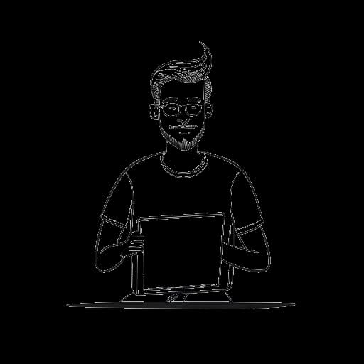 Strichzeichnung eines Mannes, der Julienco repräsentiert und einen YouTube-Kanal startet