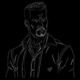 Disegno in bianco e nero di un uomo, che rappresenta Ryan Reynolds, mentre acquisisce riconoscimento attraverso ruoli di recitazione come Van Wilder e Blade: Trinity, diventando in seguito famoso per aver interpretato Deadpool