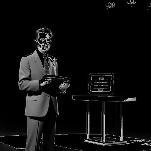 Desenho em arte linear de Ryan Reynolds como produtor executivo no set do programa de TV Don't da ABC