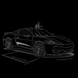 One-line art of a man, representing Adin Ross, exiting a high-end sports car amid flashing cameras, with elements of a music studio and social media presence subtly incorporated.