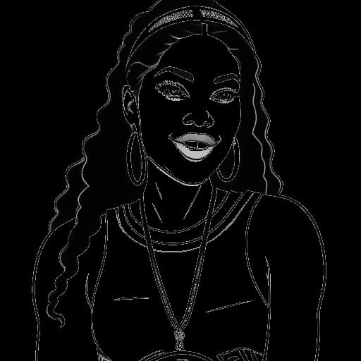 Dessin en ligne d'une femme, représentant Kayla Nicole, animant une émission, avec les logos de Global Grind, BET et NBA en arrière-plan.