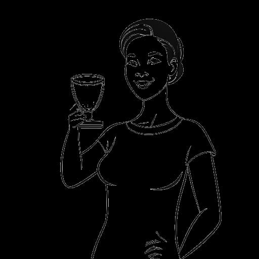 Desenho de arte de linha de uma mulher representando Tyla, segurando um troféu, com o vídeo musical 'Getting Late' sendo reproduzido em uma tela na cena.