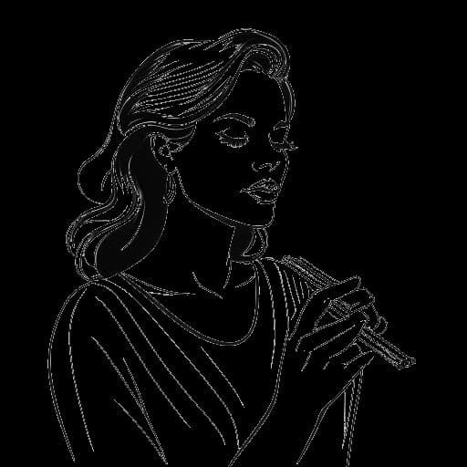 Line art drawing of Beyoncé holding her debut solo album 'Dangerously in Love'